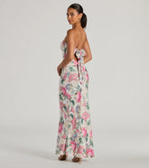 Boho Aesthetic Strapless Tie Back Paisley Maxi Dress